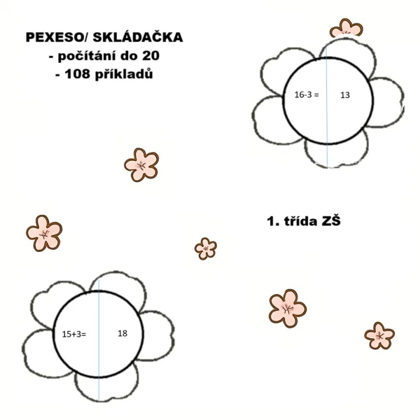 Jarní počítání do 20 - pexeso a skládačka 1
