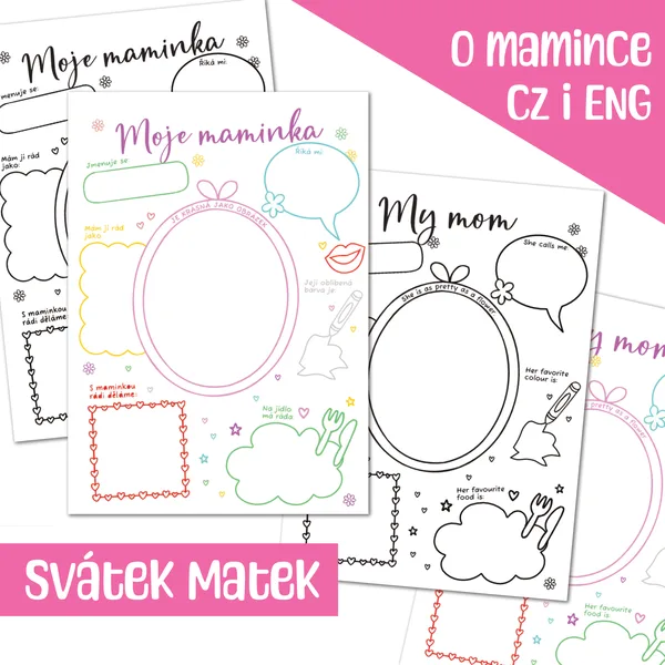 💖 Den matek: O mamince pracovní list CZ a AJ 1