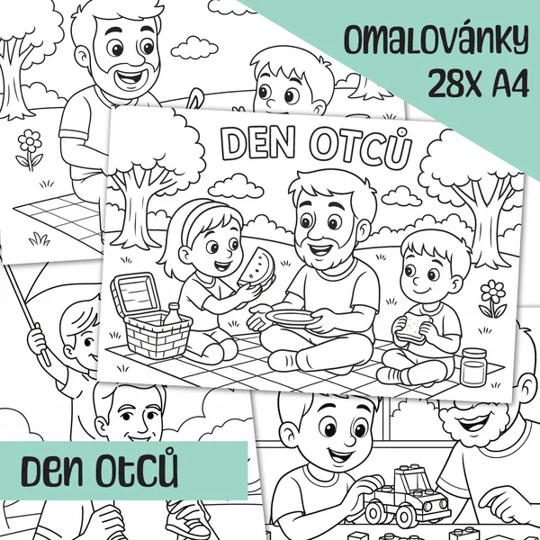 💙 Den otců: VELKÁ sada OMALOVÁNEK 1