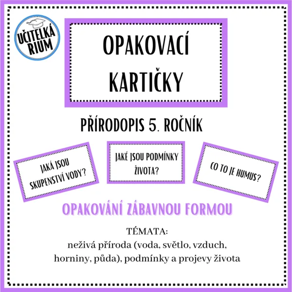 Opakovací kartičky - přírodopis 5. ročník - 1. část 1