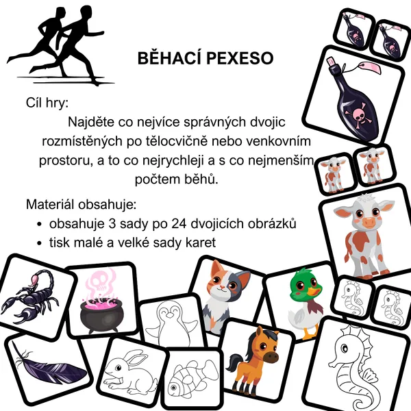 Běhací PEXESO - 3 ks sad kartiček 1