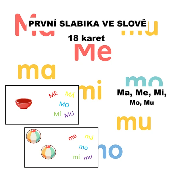 Čtecí karty - první slabika ve slově - Ma, Me, Mi, Mo, Mu 1
