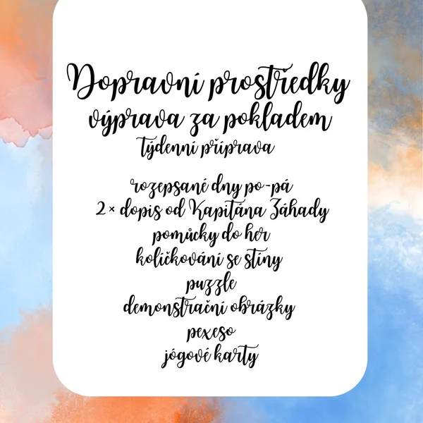 Dopravní prostředky - týdenní příprava  1