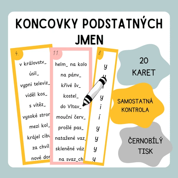 RYCHLOVKY - koncovky podstatných jmen 1
