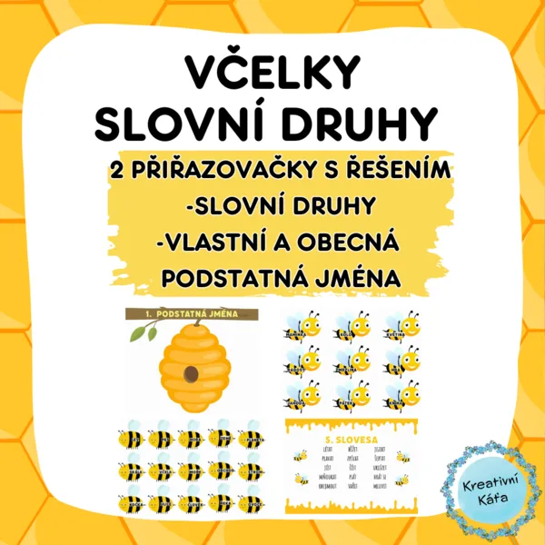 Čeština se včelkami - slovní druhy, vlastní a obecná podstatná jména 1