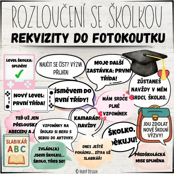 Loučení s předškoláky - Rekvizity do fotokoutku 1