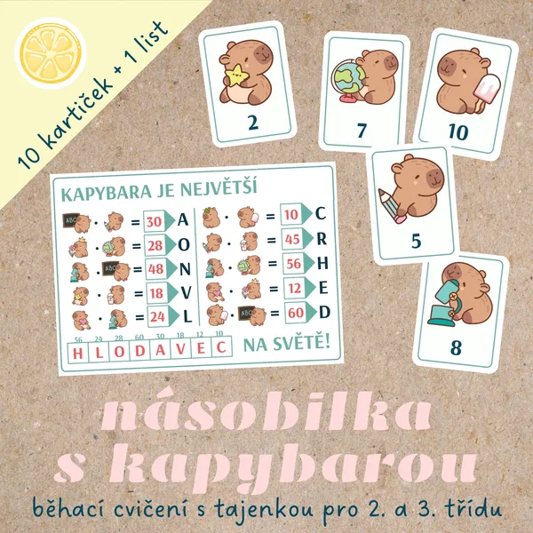 Násobilka s kapybarou | běhací matematická rozcvička pro druháky a třeťáky 1