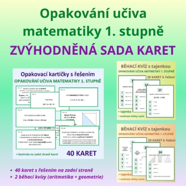 Opakování učiva matematiky 1. stupně - zvýhodněná sada 1