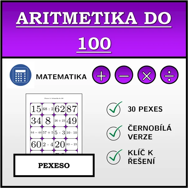 Pexeso - Aritmetika do 100 | matematika 1