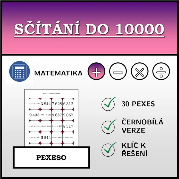 Pexeso - Sčítání do 10000 | matematika 1