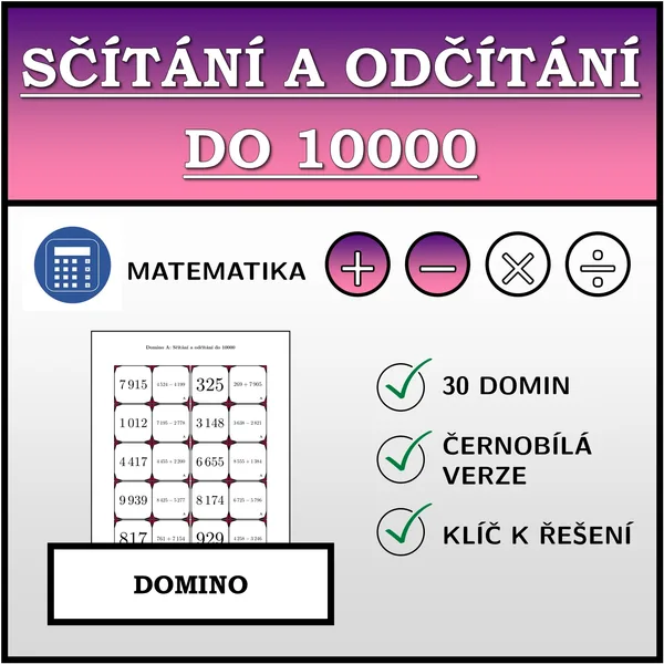 Domino - Sčítání a odčítání do 10000 | matematika 1