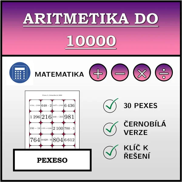 Pexeso - Aritmetika do 10000 | matematika 1