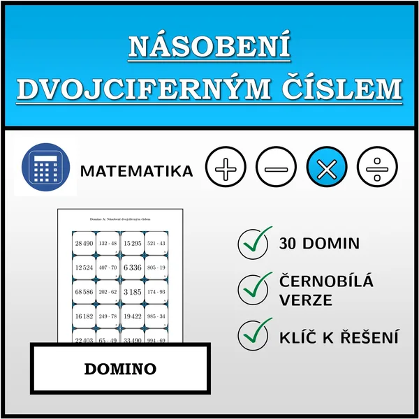 Domino - Násobení dvojciferným číslem | matematika 1