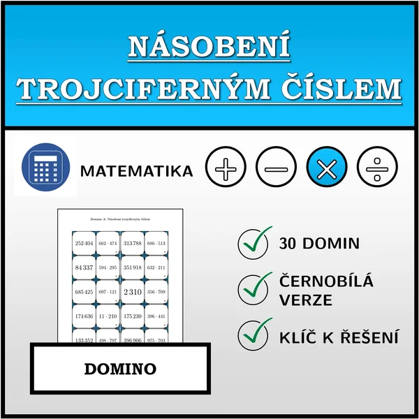 Domino - Násobení trojciferným číslem | matematika 1
