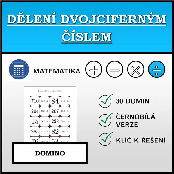 Domino - Dělení dvouciferným číslem | matematika 1