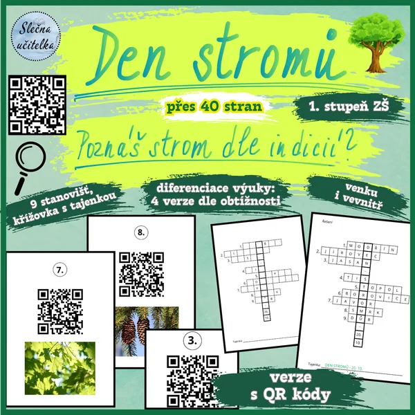 DEN STROMŮ - Poznáš strom dle indicií? (verze s QR kódy), 1. stupeň 1