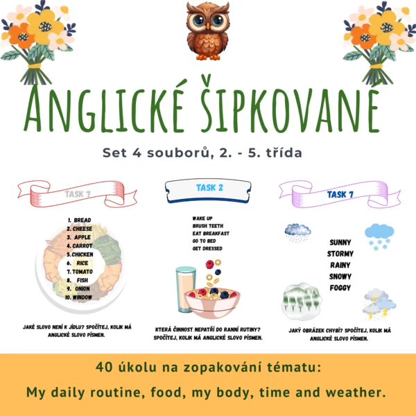 set 4 anglických šipkovaných - 40 úkolů 1