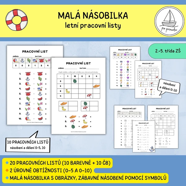Malá násobilka - letní pracovní listy 1