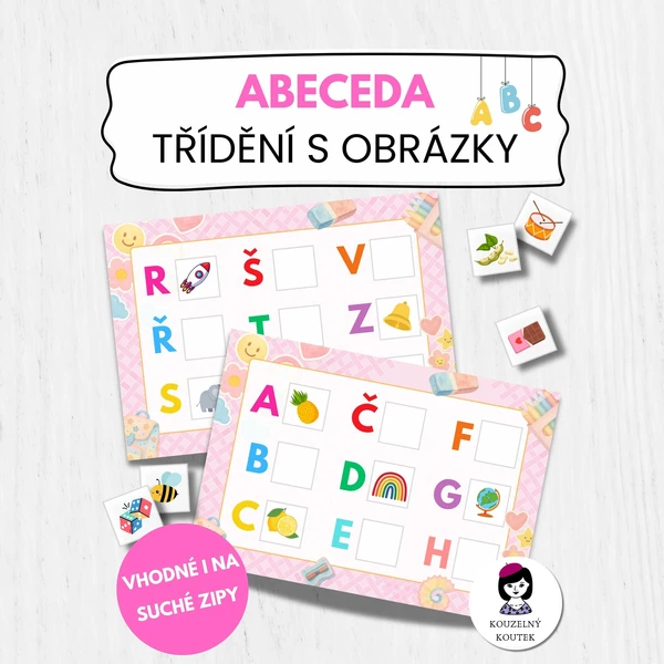  Abeceda – třídění obrázků podle počátečního písmene | obrázkové kartičky | quiet book | busy book 1