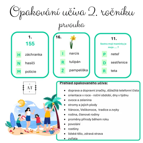 Opakování učiva 2. ročníku - prvouka - běhací hra s tajenkou 1
