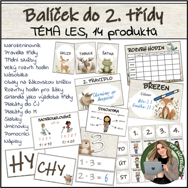 Balíček pro 2. třídu - téma LES (14 pomůcek) 1