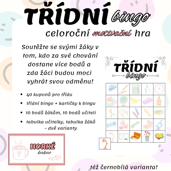 Třídní bingo - celoroční motivační hra 1