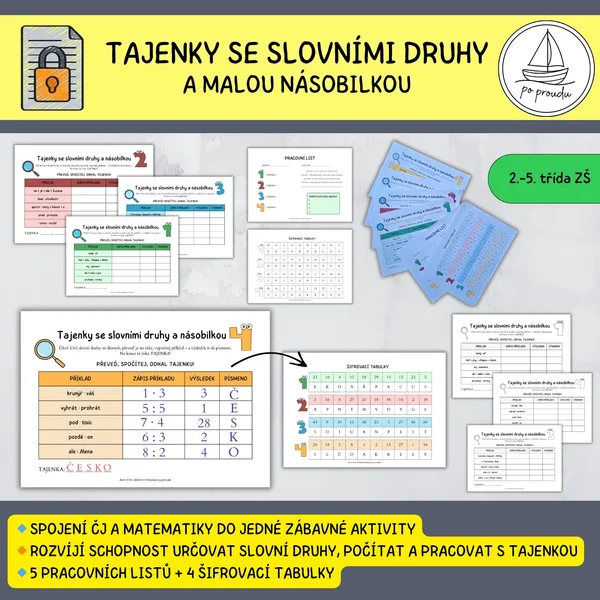 Tajenky se slovními druhy a malou násobilkou 1