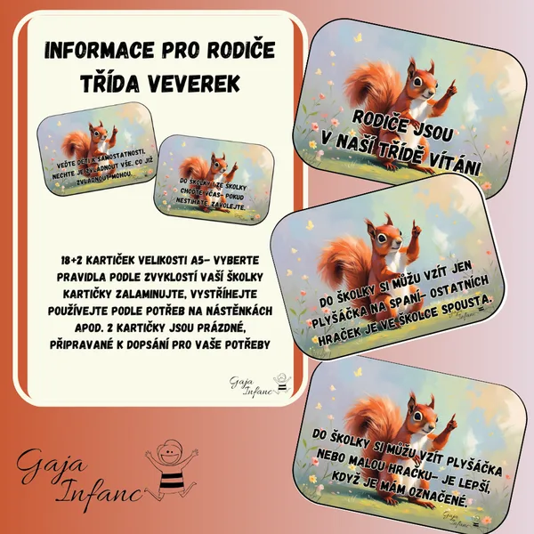 Informace pro rodiče- třída Veverek 1