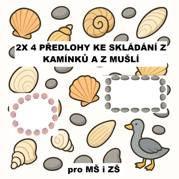 Letní předlohy ke skládání z kamínků a z mušlí 1