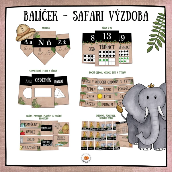 Balíček výzdoby do třídy - Safari 1