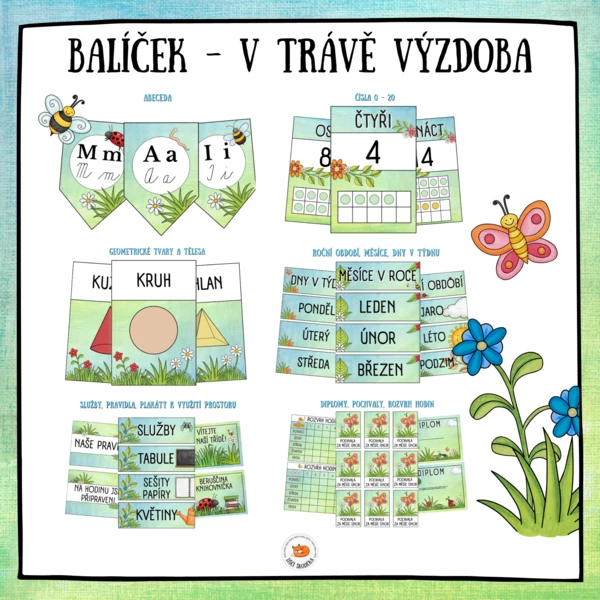 Balíček výzdoby do třídy - V trávě 1