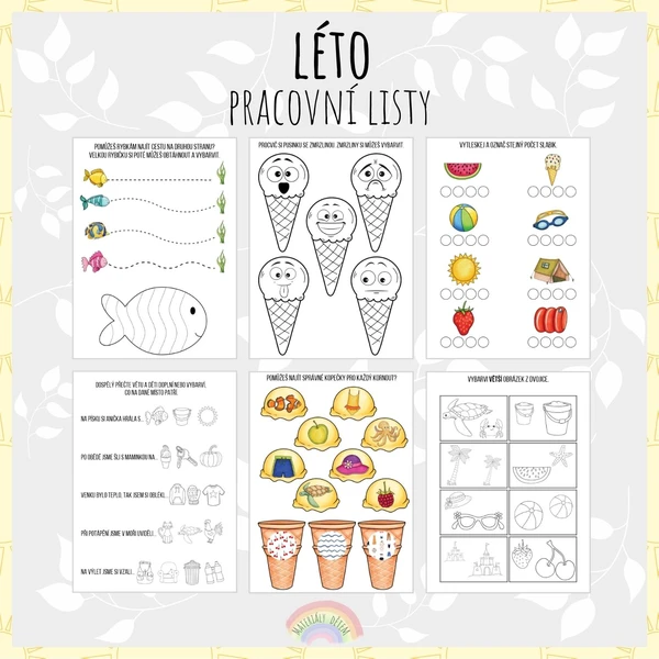 Léto, pracovní listy 1