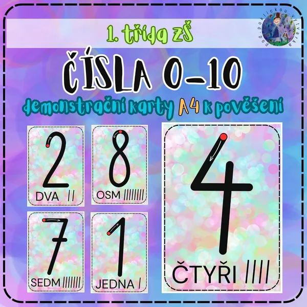 Čísla 0 až 10 - demonstrační karty k pověšení 1