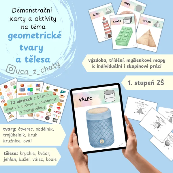 Demonstrační karty a aktivity na téma geometrické tvary a tělesa 1