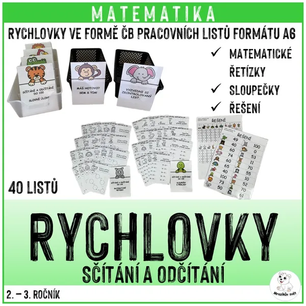 Rychlovky - sčítání a odčítání do 100 (řetízky a sloupečky) 1