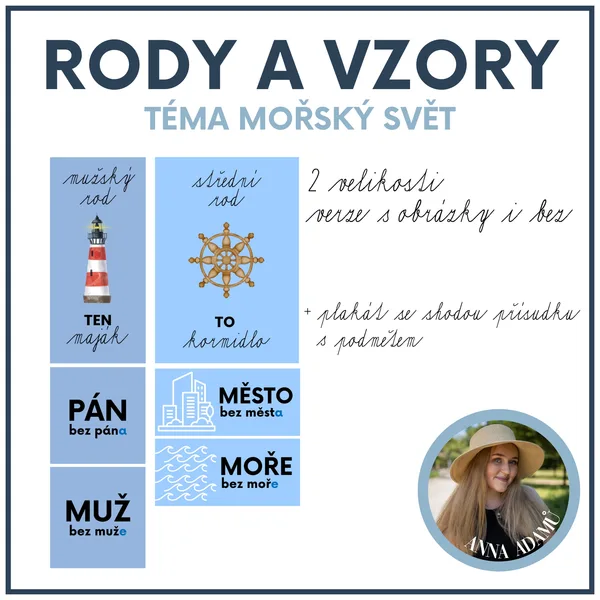 Rody a vzory podstatných jmen - mořský svět  1