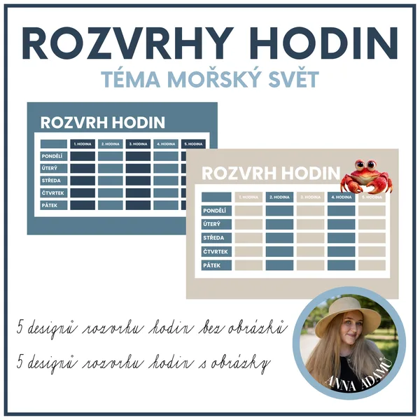 Rozvrhy hodin pro děti - mořský svět  1