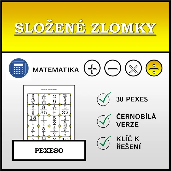 Pexeso - Složené zlomky | matematika 1