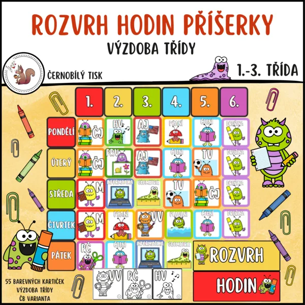 Rozvrh hodin - příšerky 1