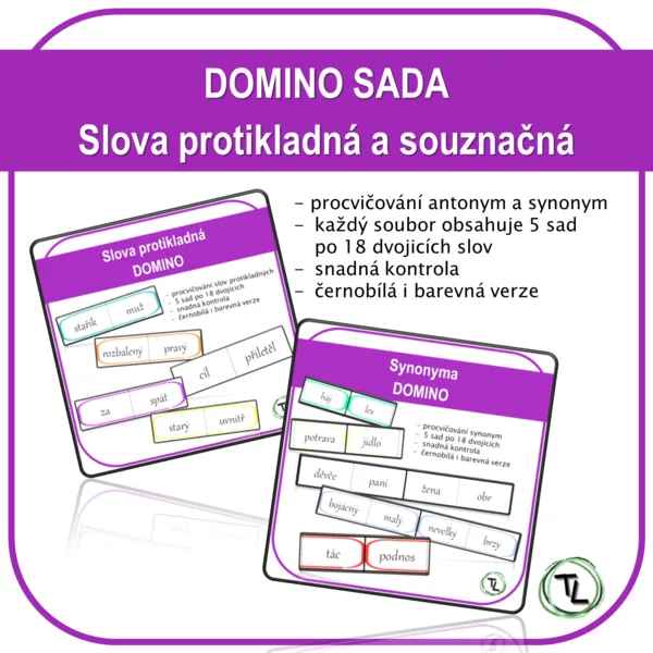 Domino sada - Slova protikladná a souznačná 1