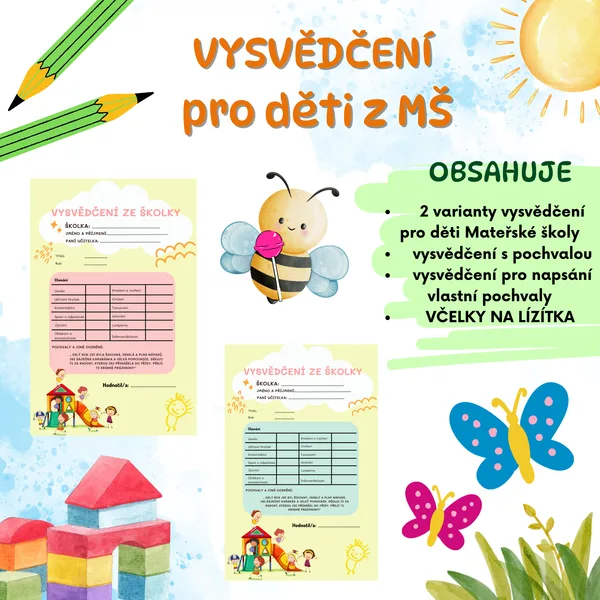 VYSVĚDČENÍ pro děti MŠ 1
