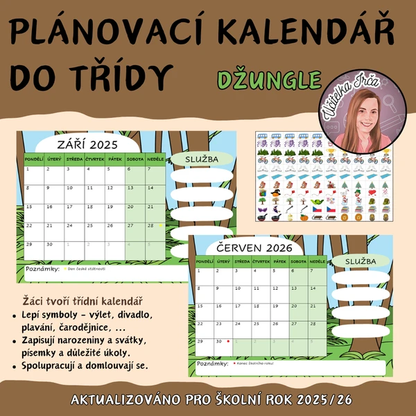 Plánovací kalendář do třídy - DŽUNGLE 1