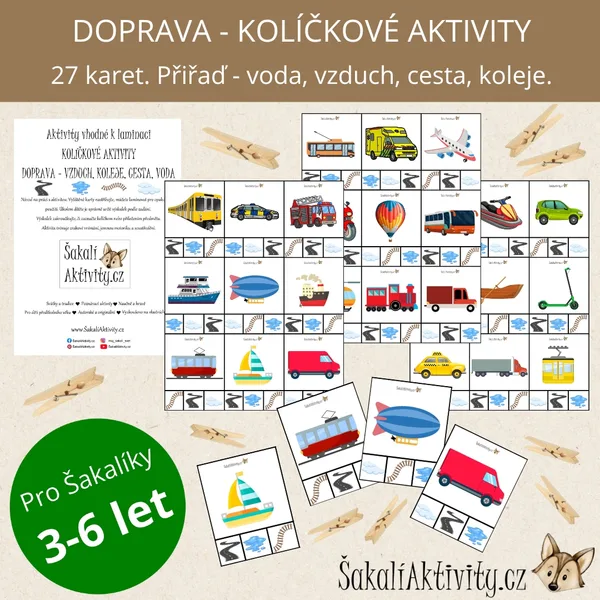  DOPRAVA - voda, vzduch, cesta, koleje - kolíčkové aktivity  1