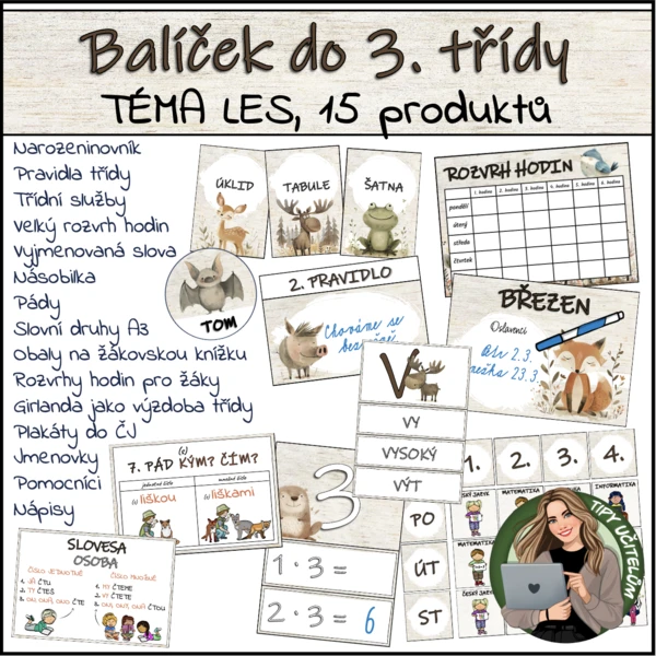 Balíček pro 3. třídu - téma LES (15 pomůcek) 1