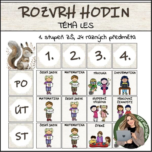 Velký rozvrh hodin - téma LES 1