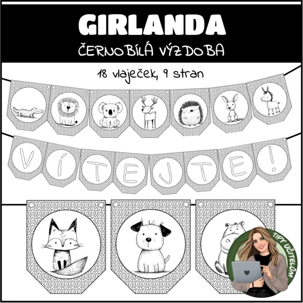 Girlanda - černobílá výzdoba 1