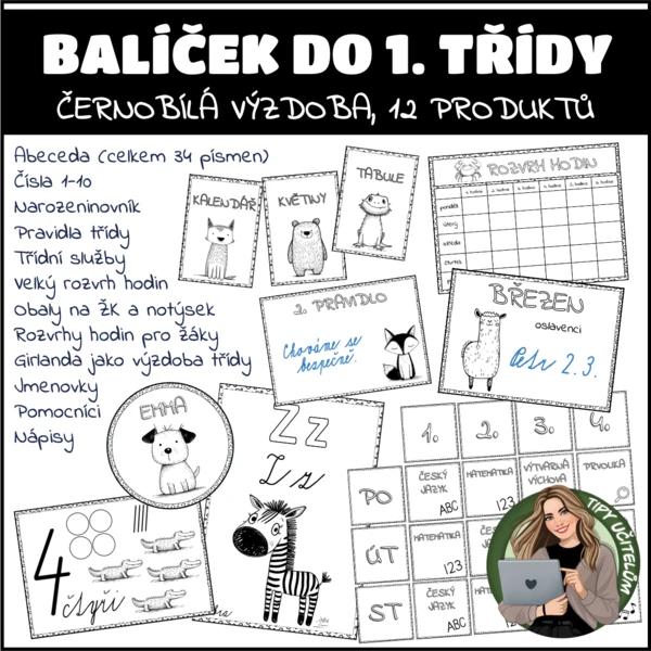 1. třída (kompletní balíček) - černobílá výzdoba 1