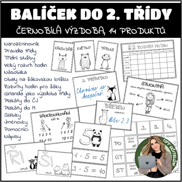 Balíček pro 2. třídu - černobílá výzdoba (14 pomůcek) 1