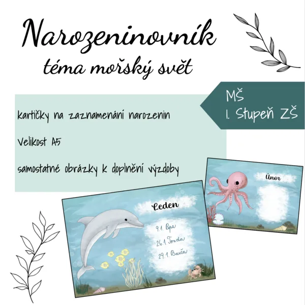 Narozeninovník - téma mořský svět 1