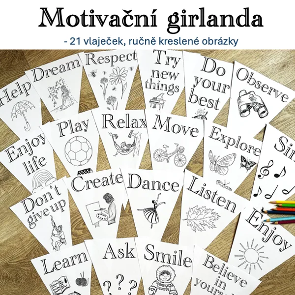 Motivační girlanda černobílá - ANGLIČTINA 1